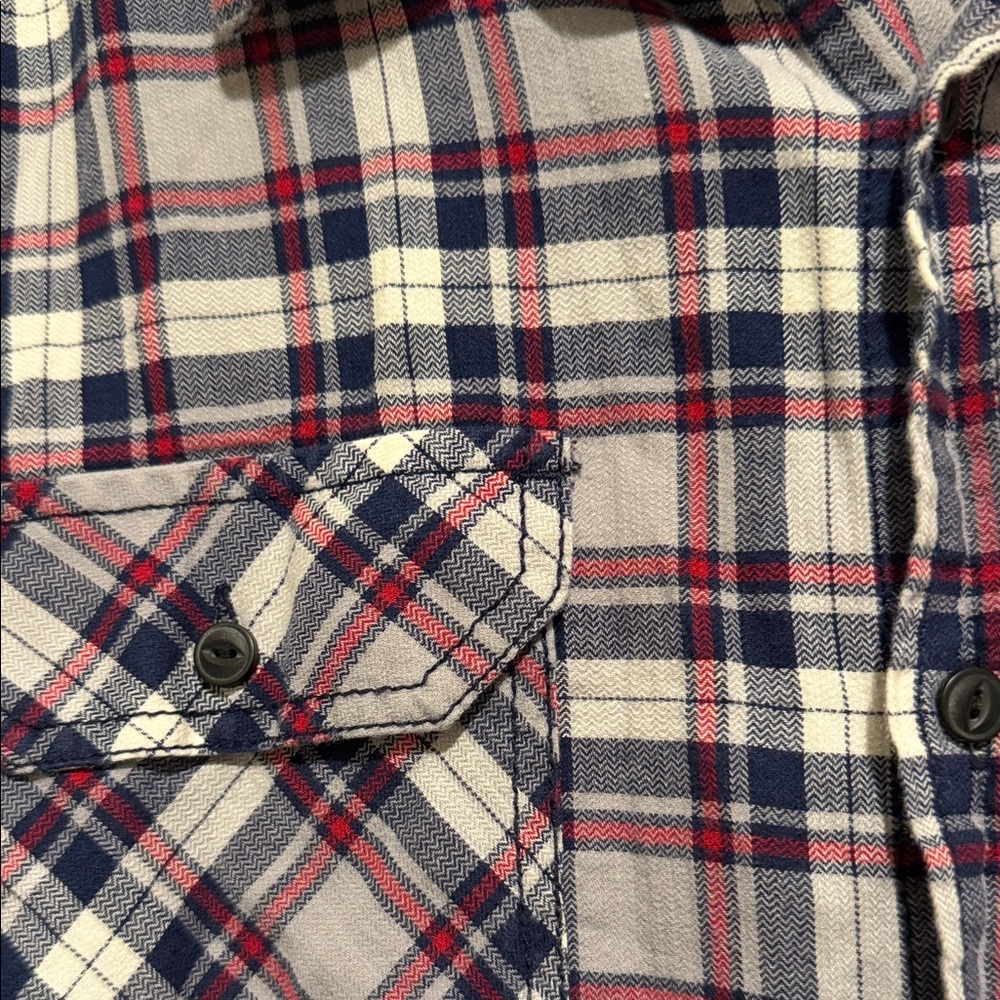 American Rag Red and Blue Plaid Button-Down Shirt - Picture 2 of 5